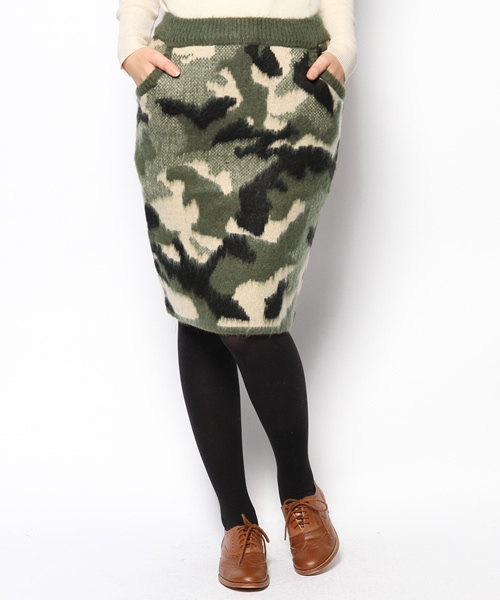 CIAOPANIC（チャオパニック）の「【Ciaopanic】カモ起毛ミドルタイトSK（スカート・レディース・ブラック/ネイビー/カーキ・FREE）」の2枚目の写真