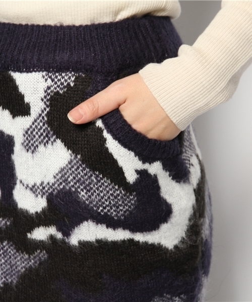 CIAOPANIC（チャオパニック）の「【Ciaopanic】カモ起毛ミドルタイトSK（スカート・レディース・ブラック/ネイビー/カーキ・FREE）」の7枚目の写真