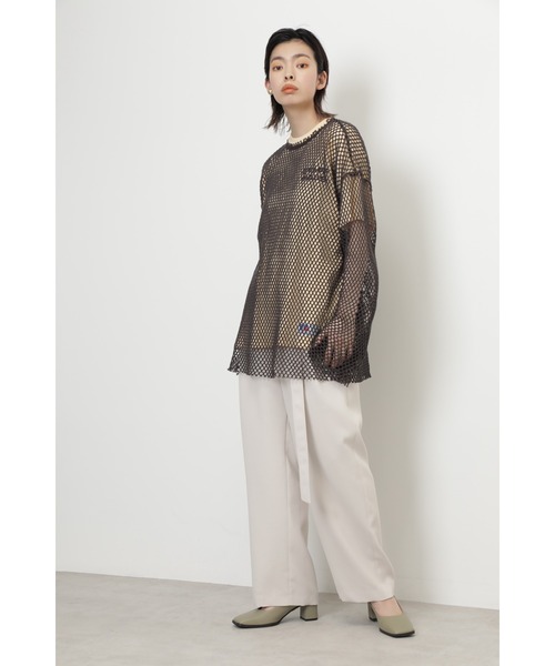CREOLME◆メッシュプルオーバー/長袖カットソー/FREE/コットン/WHT/600-1213048 CREOLME（クレオルム）の「(CREOLME)メッシュプルオーバー