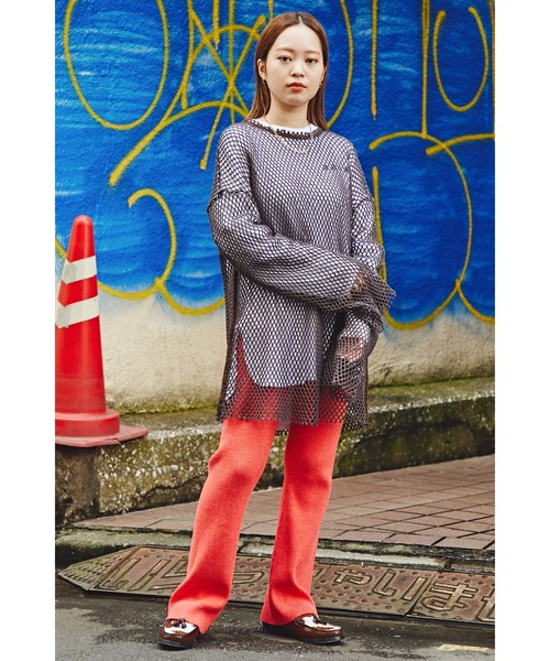 CREOLME◆メッシュプルオーバー/長袖カットソー/FREE/コットン/WHT/600-1213048 CREOLME（クレオルム）の「(CREOLME)メッシュプルオーバー