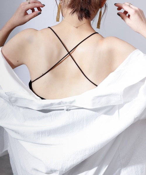 COLONY 2139（コロニートゥーワンスリーナイン）の「【WEB限定】カップ付きランダムテレコ短丈ダブルクロスキャミソール(パット取り外し可)（キャミソール・レディース・ブラック/ホワイト/モカ・FREE）」の5枚目の写真