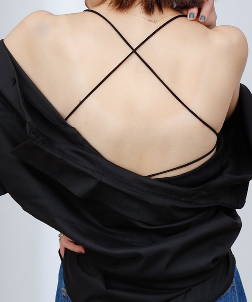 COLONY 2139（コロニートゥーワンスリーナイン）の「【WEB限定】カップ付きランダムテレコ短丈ダブルクロスキャミソール(パット取り外し可)（キャミソール・レディース・ブラック/ホワイト/モカ・FREE）」の15枚目の写真