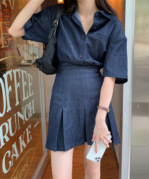 aimoha（アイモハ）の「デニムミニワンピース (SS)（ワンピース・レディース・ブルー・SMALL/MEDIUM）」の5枚目の写真