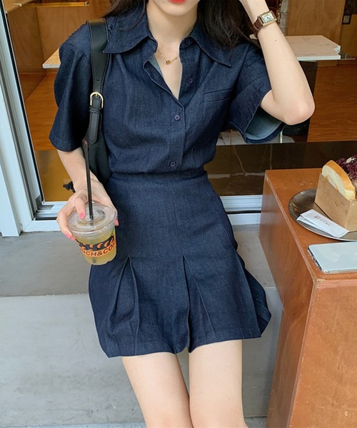 aimoha（アイモハ）の「デニムミニワンピース (SS)（ワンピース・レディース・ブルー・SMALL/MEDIUM）」の3枚目の写真