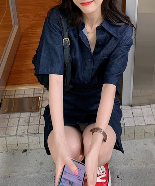 aimoha（アイモハ）の「デニムミニワンピース (SS)（ワンピース・レディース・ブルー・SMALL/MEDIUM）」の10枚目の写真