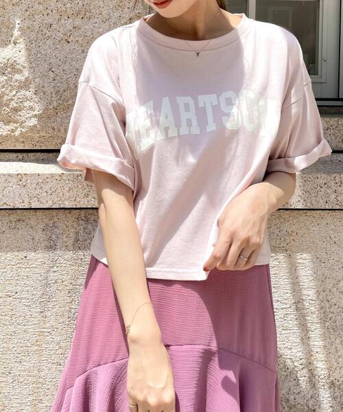 Allamanda（アラマンダ）の「カレッジ／ロゴTシャツ（Tシャツ/カットソー・レディース・オフホワイト/グレー/チャコールグレー/ピンク・M）」の4枚目の写真