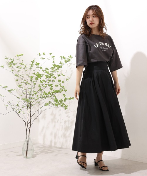 one after another NICE CLAUP(ワンアフターアナザーナイスクラップ)の「ショートゆるロゴT(Tシャツ/カットソー・レディース・チャコールグレー/オフホワイト/サックスブルー/ピンク・FREE)」の10枚目の写真