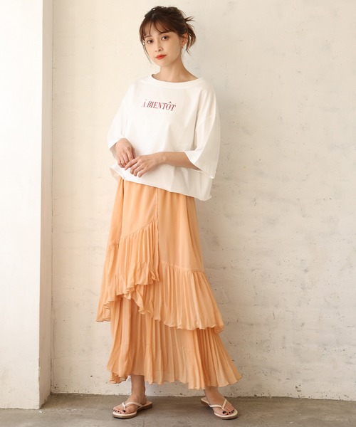 one after another NICE CLAUP(ワンアフターアナザーナイスクラップ)の「ショートゆるロゴT(Tシャツ/カットソー・レディース・チャコールグレー/オフホワイト/サックスブルー/ピンク・FREE)」の22枚目の写真