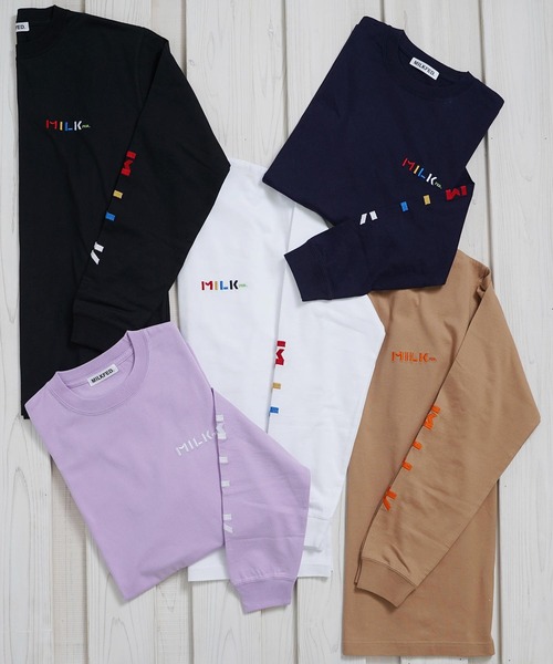 MILKFED.(ミルクフェド)の「LS TEE SLEEVE EMBROIDERED LOGO(Tシャツ/カットソー・レディース・ホワイト/ブラック/ブラウン/ライトパープル/ネイビー・ONE SIZE)」の22枚目の写真