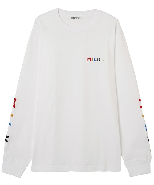 MILKFED.(ミルクフェド)の「LS TEE SLEEVE EMBROIDERED LOGO(Tシャツ/カットソー・レディース・ホワイト/ブラック/ブラウン/ライトパープル/ネイビー・ONE SIZE)」の16枚目の写真