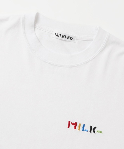 MILKFED.(ミルクフェド)の「LS TEE SLEEVE EMBROIDERED LOGO(Tシャツ/カットソー・レディース・ホワイト/ブラック/ブラウン/ライトパープル/ネイビー・ONE SIZE)」の7枚目の写真