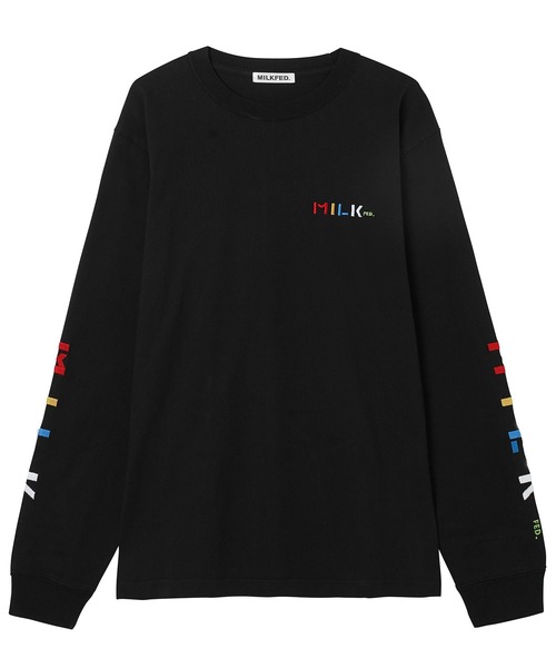 MILKFED.(ミルクフェド)の「LS TEE SLEEVE EMBROIDERED LOGO(Tシャツ/カットソー・レディース・ホワイト/ブラック/ブラウン/ライトパープル/ネイビー・ONE SIZE)」の21枚目の写真