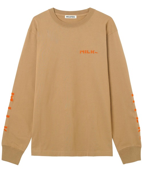 MILKFED.(ミルクフェド)の「LS TEE SLEEVE EMBROIDERED LOGO(Tシャツ/カットソー・レディース・ホワイト/ブラック/ブラウン/ライトパープル/ネイビー・ONE SIZE)」の15枚目の写真