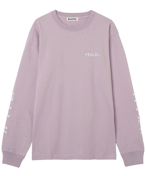 MILKFED.(ミルクフェド)の「LS TEE SLEEVE EMBROIDERED LOGO(Tシャツ/カットソー・レディース・ホワイト/ブラック/ブラウン/ライトパープル/ネイビー・ONE SIZE)」の9枚目の写真