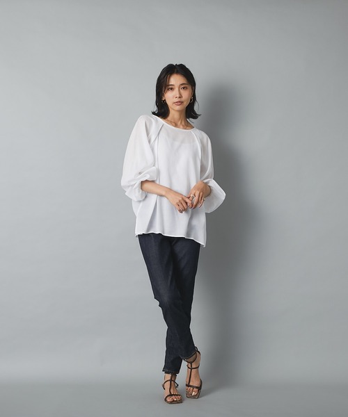 RIVE DROITE（リヴドロワ）の「こなれた雰囲気を演出　コットンジョーゼットランタンスリーブブラウス（シャツ/ブラウス・レディース・オフホワイト/ブラック/レッド・FREE）」の22枚目の写真