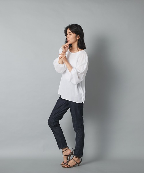 RIVE DROITE（リヴドロワ）の「こなれた雰囲気を演出　コットンジョーゼットランタンスリーブブラウス（シャツ/ブラウス・レディース・オフホワイト/ブラック/レッド・FREE）」の7枚目の写真