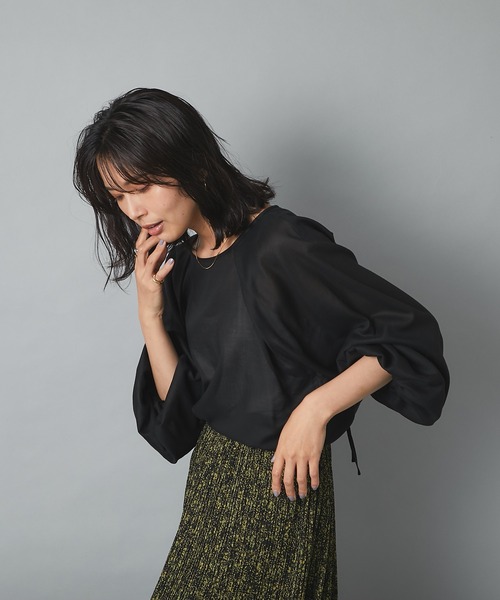 RIVE DROITE（リヴドロワ）の「こなれた雰囲気を演出　コットンジョーゼットランタンスリーブブラウス（シャツ/ブラウス・レディース・オフホワイト/ブラック/レッド・FREE）」の8枚目の写真