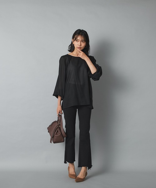 RIVE DROITE（リヴドロワ）の「こなれた雰囲気を演出　コットンジョーゼットランタンスリーブブラウス（シャツ/ブラウス・レディース・オフホワイト/ブラック/レッド・FREE）」の13枚目の写真