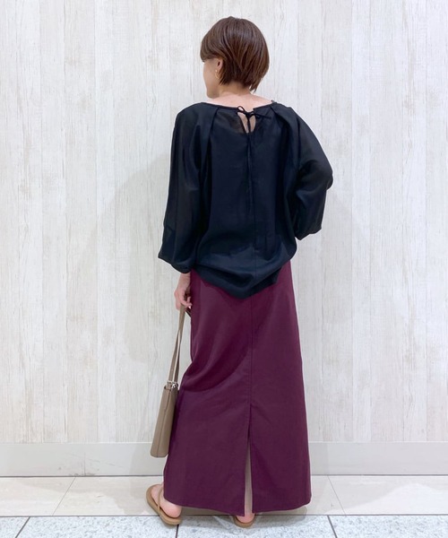 RIVE DROITE（リヴドロワ）の「こなれた雰囲気を演出　コットンジョーゼットランタンスリーブブラウス（シャツ/ブラウス・レディース・オフホワイト/ブラック/レッド・FREE）」の5枚目の写真