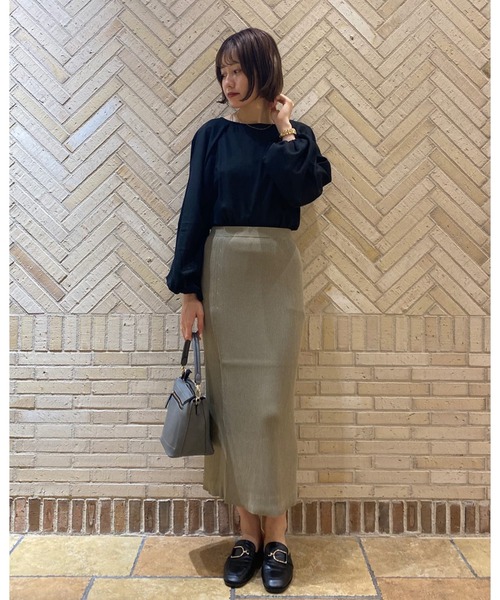 RIVE DROITE（リヴドロワ）の「こなれた雰囲気を演出　コットンジョーゼットランタンスリーブブラウス（シャツ/ブラウス・レディース・オフホワイト/ブラック/レッド・FREE）」の4枚目の写真