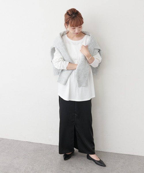 COLLAGE GALLARDAGALANTE（コラージュガリャルダガランテ）の「【オンラインストア限定】ロンTセットもちもちＶネックニット（ニット/セーター・レディース・ライトグレー/ネイビー/サックスブルー・FREE）」の22枚目の写真