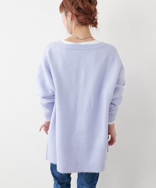 COLLAGE GALLARDAGALANTE（コラージュガリャルダガランテ）の「【オンラインストア限定】ロンTセットもちもちＶネックニット（ニット/セーター・レディース・ライトグレー/ネイビー/サックスブルー・FREE）」の13枚目の写真