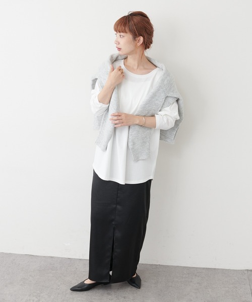 COLLAGE GALLARDAGALANTE（コラージュガリャルダガランテ）の「【オンラインストア限定】ロンTセットもちもちＶネックニット（ニット/セーター・レディース・ライトグレー/ネイビー/サックスブルー・FREE）」の16枚目の写真