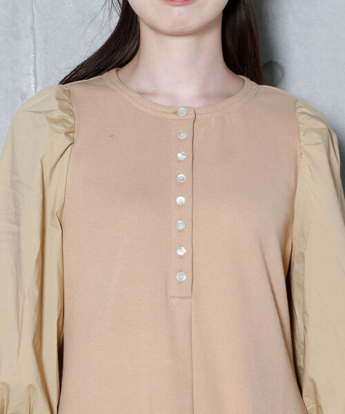 fredy emue(フレディエミュ)の「袖ボリュームドッキングロングワンピース(ワンピース・レディース・ブラック/ベージュ・36/38)」の21枚目の写真