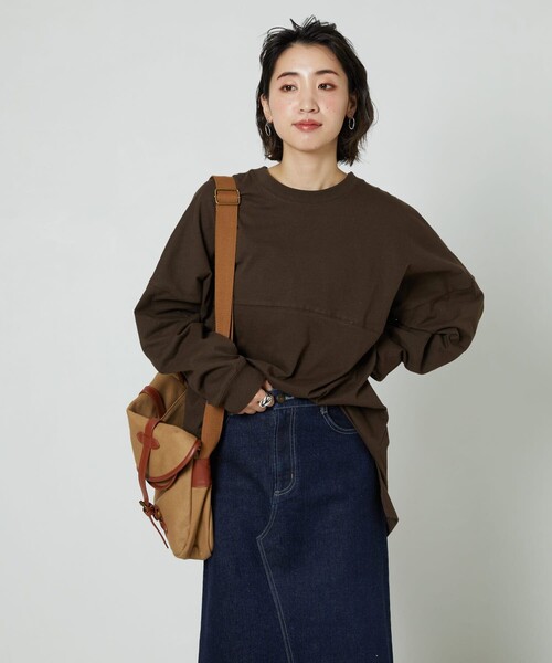 FREAK'S STORE（フリークスストア）の「▽【WEB限定】フットボールTシャツ（Tシャツ/カットソー・レディース・オフホワイト/ライトグレー/ブラック/ブラウン/マスタード/オリーブ/ブルー/パープル/レモンイエロー・ﾌﾘ-）」の5枚目の写真