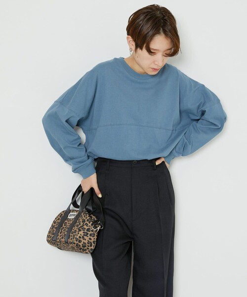 FREAK'S STORE（フリークスストア）の「▽【WEB限定】フットボールTシャツ（Tシャツ/カットソー・レディース・オフホワイト/ライトグレー/ブラック/ブラウン/マスタード/オリーブ/ブルー/パープル/レモンイエロー・ﾌﾘ-）」の7枚目の写真