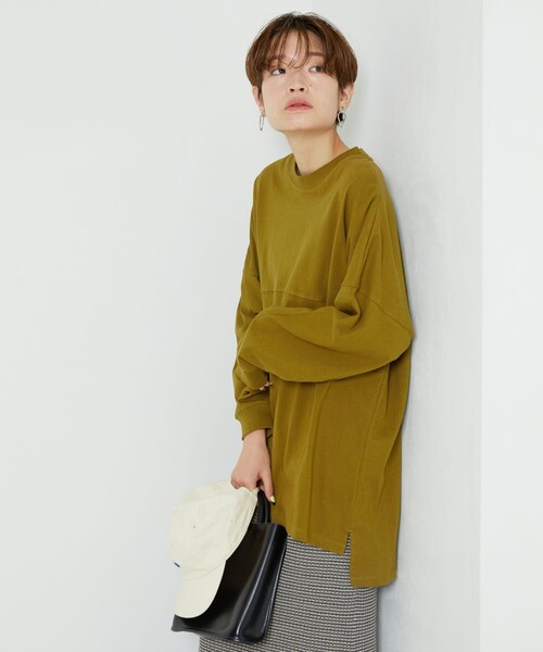 FREAK'S STORE（フリークスストア）の「▽【WEB限定】フットボールTシャツ（Tシャツ/カットソー・レディース・オフホワイト/ライトグレー/ブラック/ブラウン/マスタード/オリーブ/ブルー/パープル/レモンイエロー・ﾌﾘ-）」の8枚目の写真