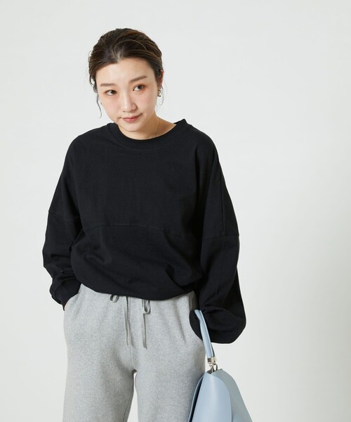 FREAK'S STORE（フリークスストア）の「▽【WEB限定】フットボールTシャツ（Tシャツ/カットソー・レディース・オフホワイト/ライトグレー/ブラック/ブラウン/マスタード/オリーブ/ブルー/パープル/レモンイエロー・ﾌﾘ-）」の3枚目の写真