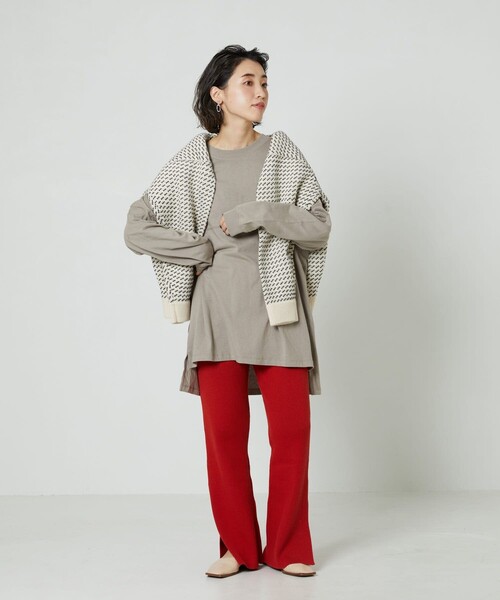 FREAK'S STORE（フリークスストア）の「▽【WEB限定】フットボールTシャツ（Tシャツ/カットソー・レディース・オフホワイト/ライトグレー/ブラック/ブラウン/マスタード/オリーブ/ブルー/パープル/レモンイエロー・ﾌﾘ-）」の16枚目の写真