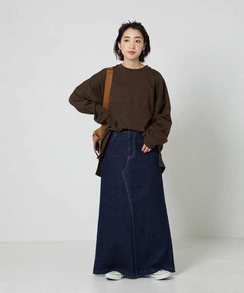 FREAK'S STORE（フリークスストア）の「▽【WEB限定】フットボールTシャツ（Tシャツ/カットソー・レディース・オフホワイト/ライトグレー/ブラック/ブラウン/マスタード/オリーブ/ブルー/パープル/レモンイエロー・ﾌﾘ-）」の17枚目の写真