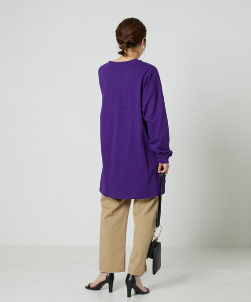 FREAK'S STORE（フリークスストア）の「▽【WEB限定】フットボールTシャツ（Tシャツ/カットソー・レディース・オフホワイト/ライトグレー/ブラック/ブラウン/マスタード/オリーブ/ブルー/パープル/レモンイエロー・ﾌﾘ-）」の21枚目の写真