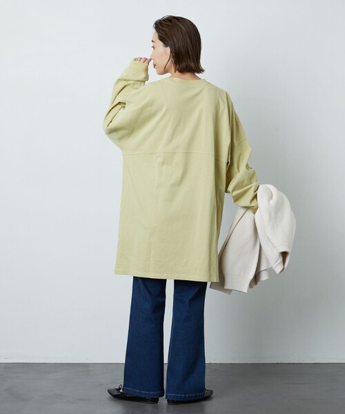 FREAK'S STORE（フリークスストア）の「▽【WEB限定】フットボールTシャツ（Tシャツ/カットソー・レディース・オフホワイト/ライトグレー/ブラック/ブラウン/マスタード/オリーブ/ブルー/パープル/レモンイエロー・ﾌﾘ-）」の18枚目の写真