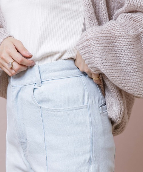 flower（フラワー）の「ピンタックデニムパンツ（デニムパンツ・レディース・ネイビー/ホワイト・MEDIUM/SMALL）」の16枚目の写真