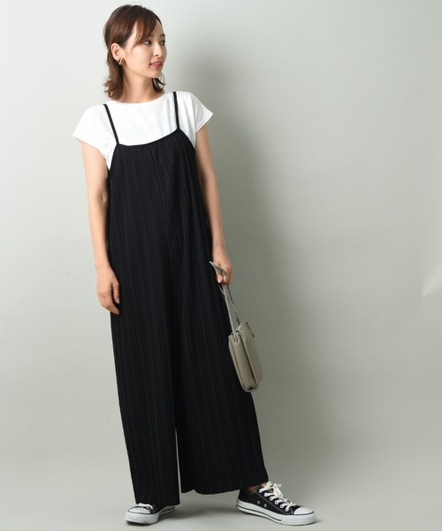 INTERPLANET（インタープラネット）の「カットプリーツ加工サロペット+Tシャツセット（サロペット/オーバーオール・レディース・ブラック/オレンジ/ブルー・FREE）」の13枚目の写真