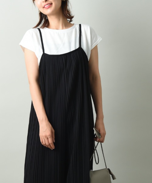 INTERPLANET（インタープラネット）の「カットプリーツ加工サロペット+Tシャツセット（サロペット/オーバーオール・レディース・ブラック/オレンジ/ブルー・FREE）」の10枚目の写真