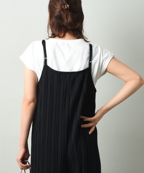 INTERPLANET（インタープラネット）の「カットプリーツ加工サロペット+Tシャツセット（サロペット/オーバーオール・レディース・ブラック/オレンジ/ブルー・FREE）」の21枚目の写真