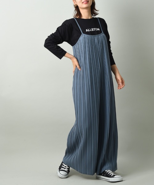 INTERPLANET（インタープラネット）の「カットプリーツ加工サロペット+Tシャツセット（サロペット/オーバーオール・レディース・ブラック/オレンジ/ブルー・FREE）」の22枚目の写真