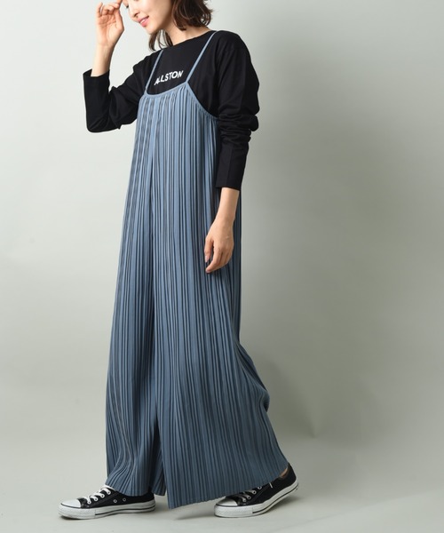 INTERPLANET（インタープラネット）の「カットプリーツ加工サロペット+Tシャツセット（サロペット/オーバーオール・レディース・ブラック/オレンジ/ブルー・FREE）」の17枚目の写真