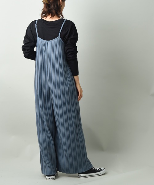 INTERPLANET（インタープラネット）の「カットプリーツ加工サロペット+Tシャツセット（サロペット/オーバーオール・レディース・ブラック/オレンジ/ブルー・FREE）」の20枚目の写真