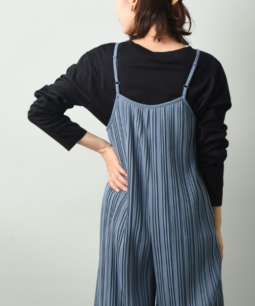 INTERPLANET（インタープラネット）の「カットプリーツ加工サロペット+Tシャツセット（サロペット/オーバーオール・レディース・ブラック/オレンジ/ブルー・FREE）」の15枚目の写真