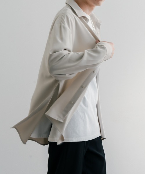 epnok(エプノック)の「サイドボタンオープンシャツ(シャツ/ブラウス・メンズ・ブラック/ナチュラル・SMALL/MEDIUM/LARGE)」の6枚目の写真