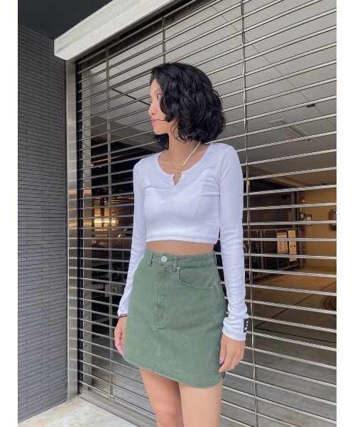 FIG&VIPER（フィグアンドバイパー）の「ヘンリーcomfyロンT（Tシャツ/カットソー・レディース・ホワイト/カーキ/ブラック/ライトグレー/サックスブルー・FREE）」の11枚目の写真