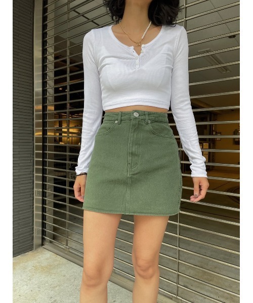 FIG&VIPER（フィグアンドバイパー）の「ヘンリーcomfyロンT（Tシャツ/カットソー・レディース・ホワイト/カーキ/ブラック/ライトグレー/サックスブルー・FREE）」の9枚目の写真