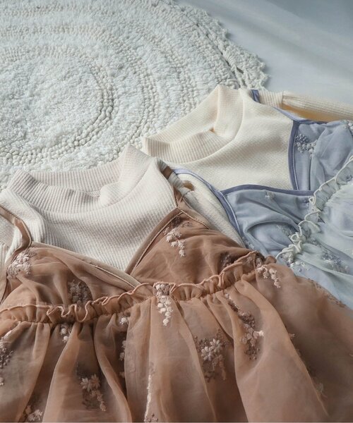 apres les cours(アプレレクール)の「flower刺繍チュールワンピース(ワンピース・キッズ・ブラウン/ライトグレー・90/100/120/80/140/110/130)」の6枚目の写真