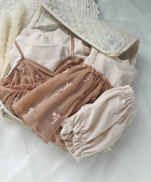 apres les cours(アプレレクール)の「flower刺繍チュールワンピース(ワンピース・キッズ・ブラウン/ライトグレー・90/100/120/80/140/110/130)」の10枚目の写真