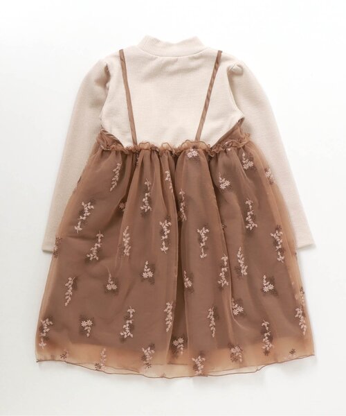 apres les cours(アプレレクール)の「flower刺繍チュールワンピース(ワンピース・キッズ・ブラウン/ライトグレー・90/100/120/80/140/110/130)」の5枚目の写真